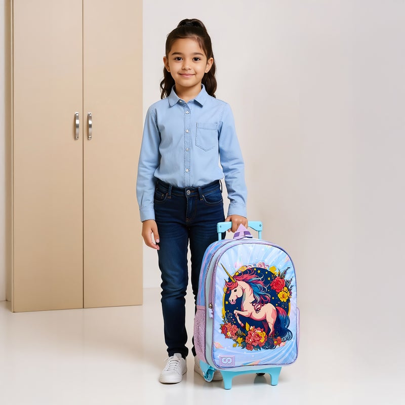 sami_studio 16 Inch Trolley-Unicorn-Set Of 5-2 Cmprt With Zip- (Polyester ) Multicolor \ 34X20X47.5 - Image 3